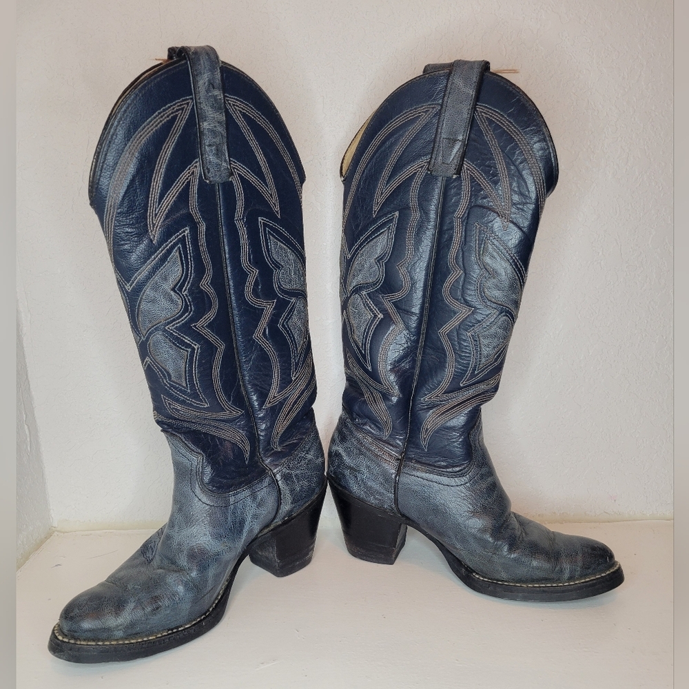 Women’s Blue Western Cowboy Boots Texas Brand L202 5 1/2‎ M Cowgirlcore